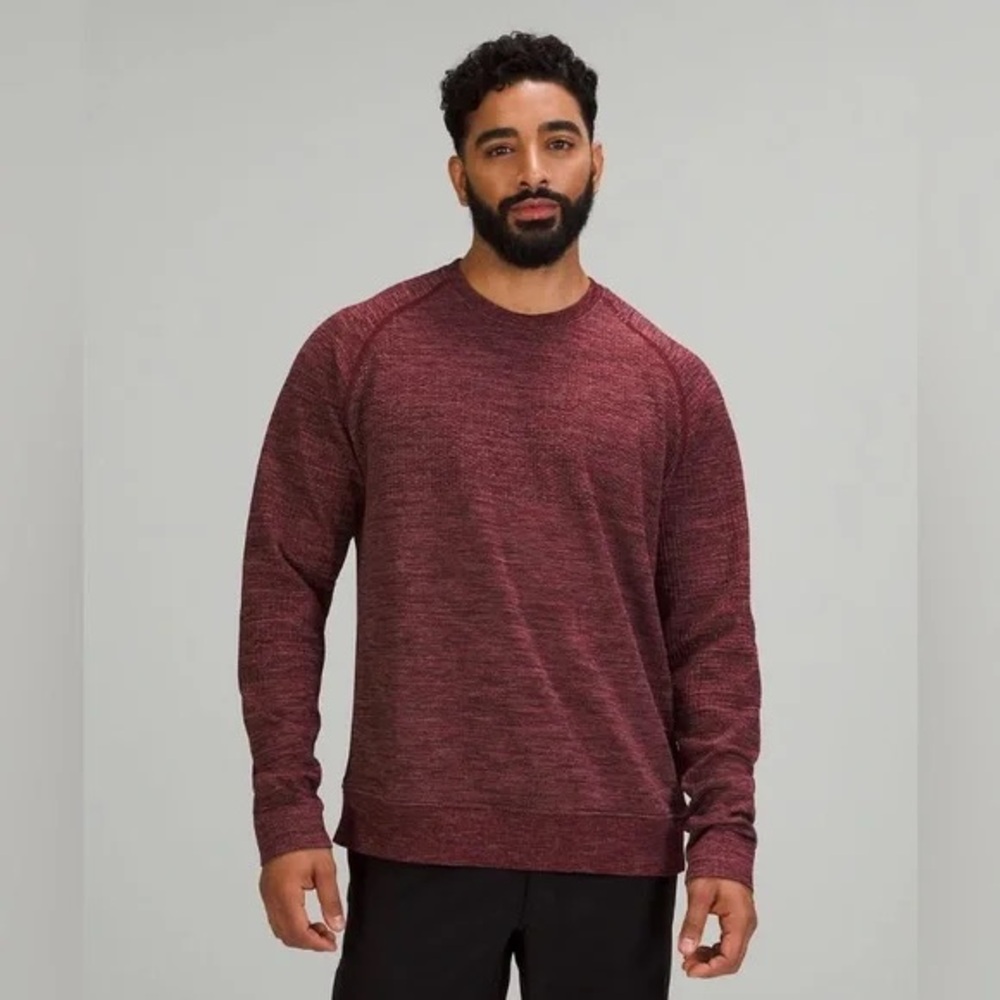 EUC Lululemon Engineered Warmth Long Sleeve Crew | Magma/Black | Size Medium
